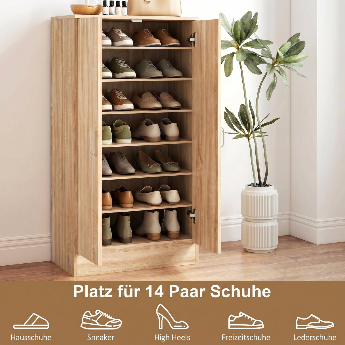 Schuhschrank mit verstellbaren Böden und Soft-Close