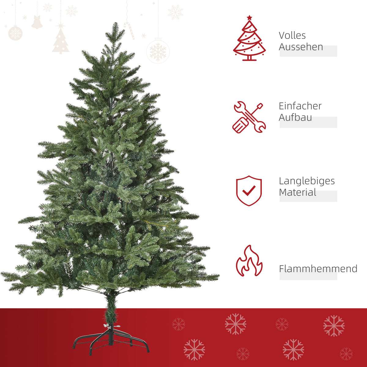 Künstlicher Weihnachtsbaum mit 444 Spitzen und Metallständer