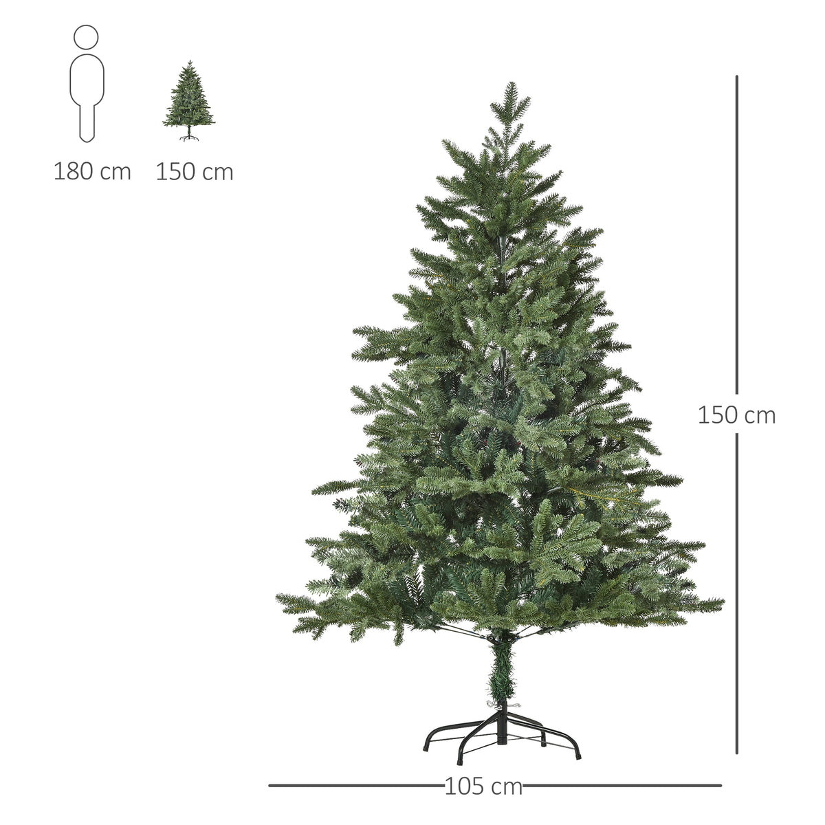 Künstlicher Weihnachtsbaum mit 444 Spitzen und Metallständer