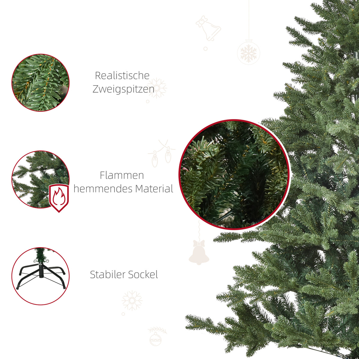 Künstlicher Weihnachtsbaum mit 444 Spitzen und Metallständer