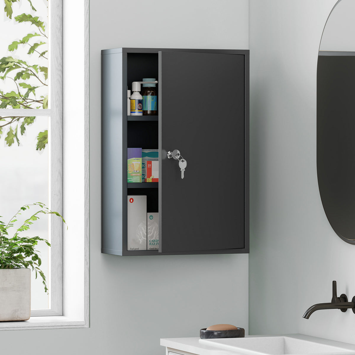 Wand-Medizinschrank aus Metall mit Schloss