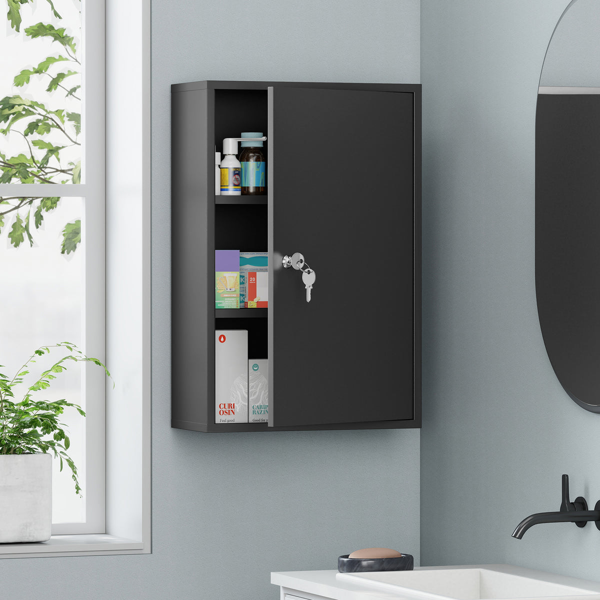 Wand-Medikamentenschrank aus Metall mit Schloss