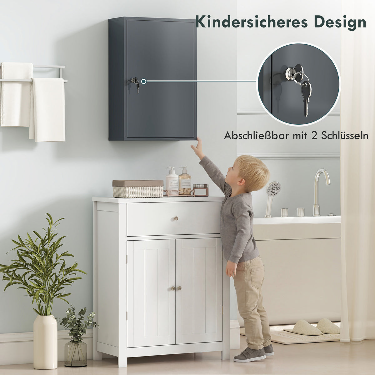 Wand-Medizinschrank aus Metall mit Schloss