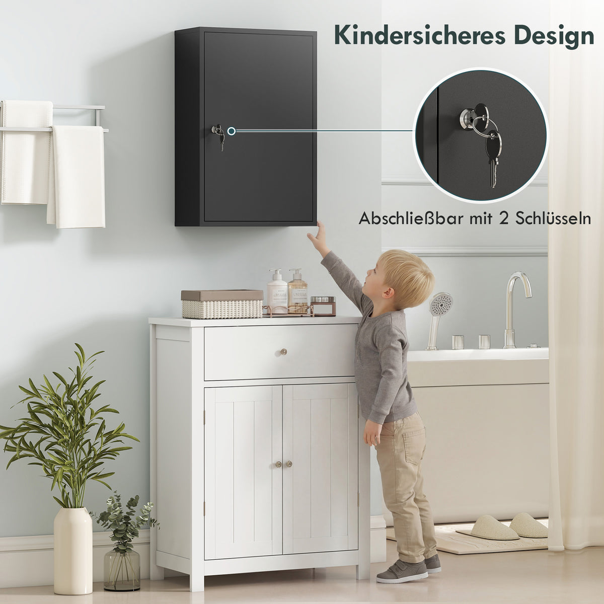 Wand-Medikamentenschrank aus Metall mit Schloss