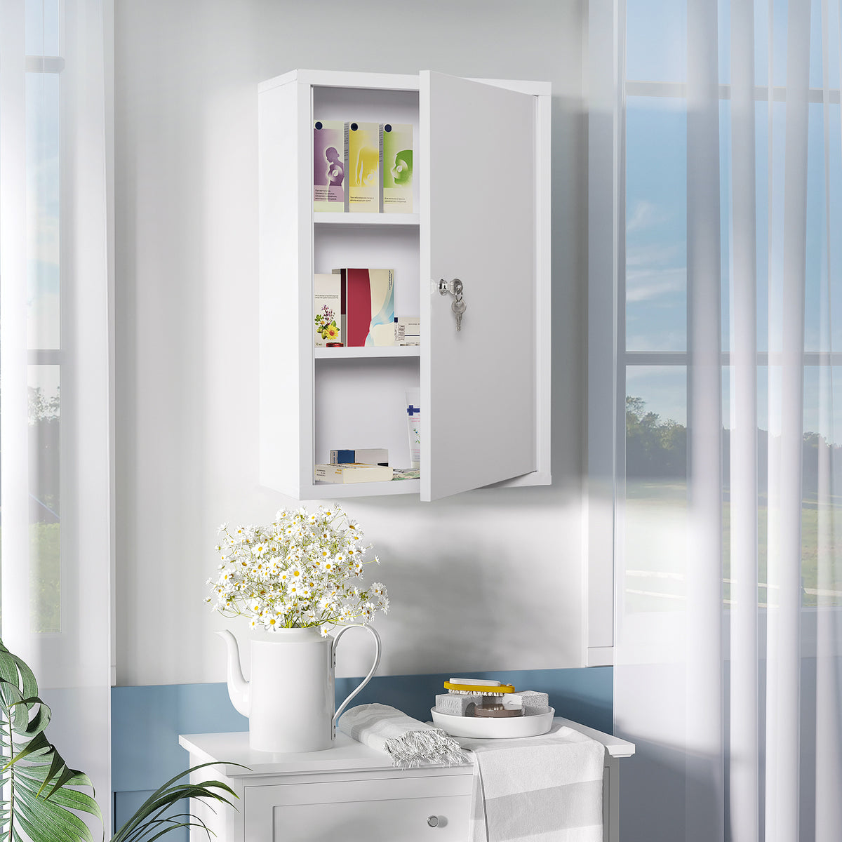 Wand-Medizinschrank aus Metall mit Schloss
