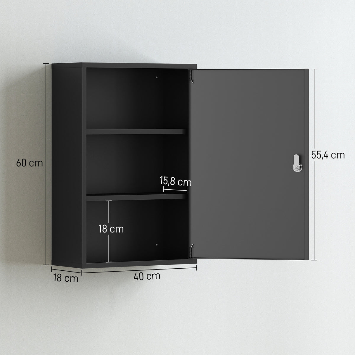 Wand-Medikamentenschrank aus Metall mit Schloss