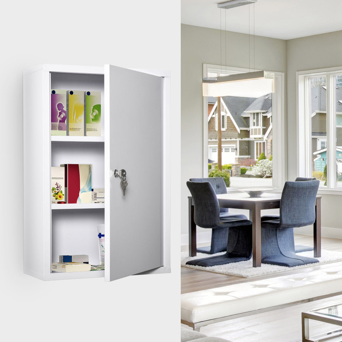 Wand-Medizinschrank aus Metall mit Schloss
