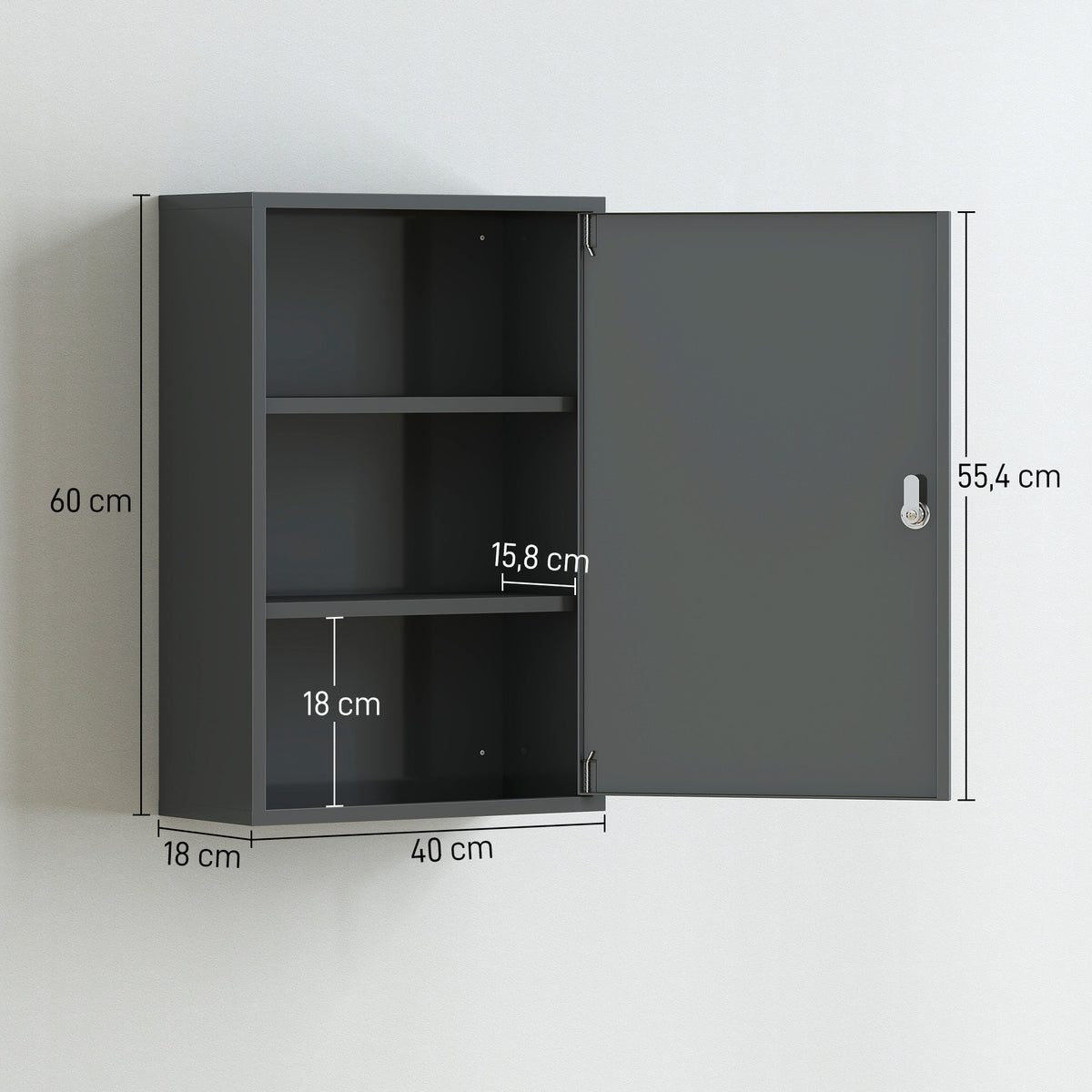 Wand-Medizinschrank aus Metall mit Schloss