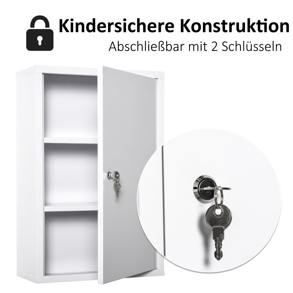 Wand-Medizinschrank aus Metall mit Schloss