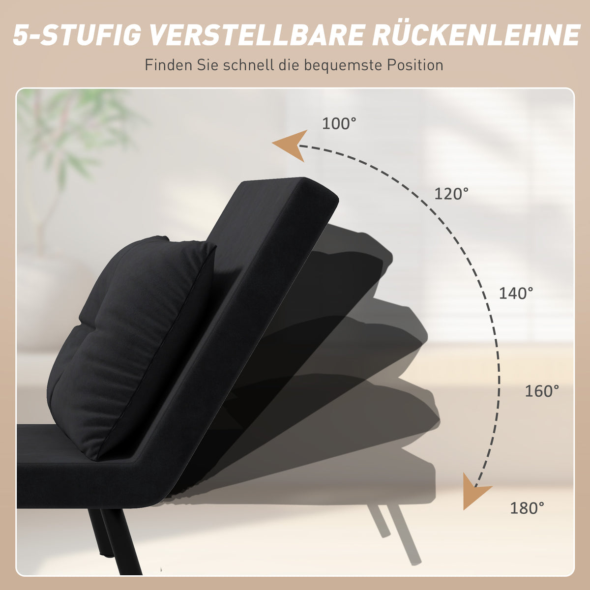 Schlafsessel mit verstellbarer Rückenlehne und Kissen
