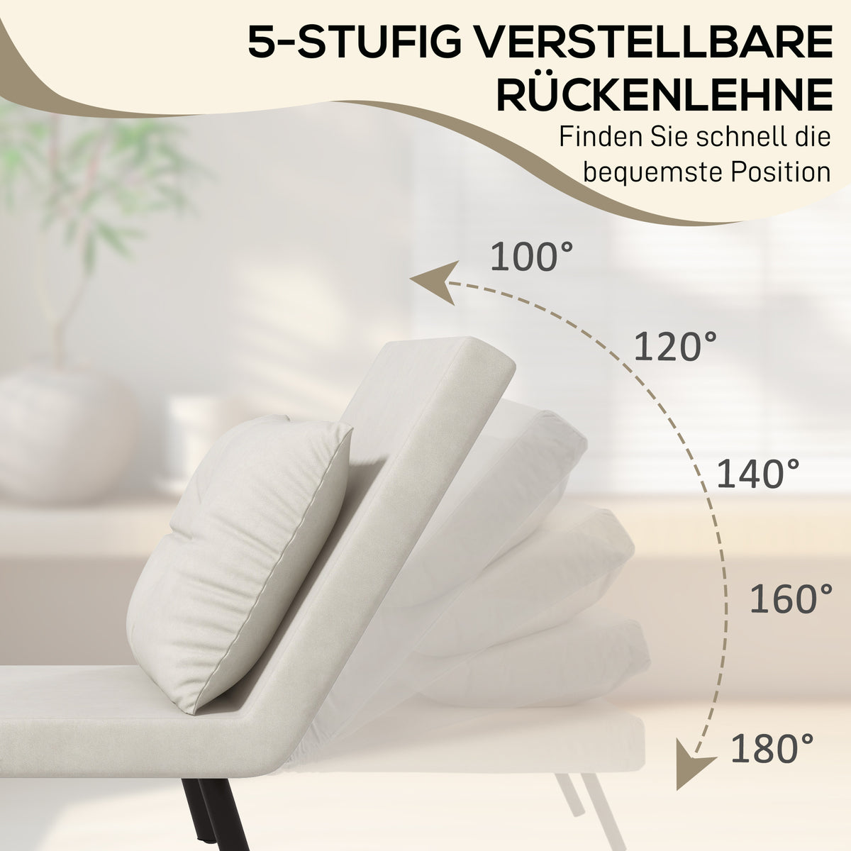 Schlafsessel mit verstellbarer Rückenlehne und Kissen