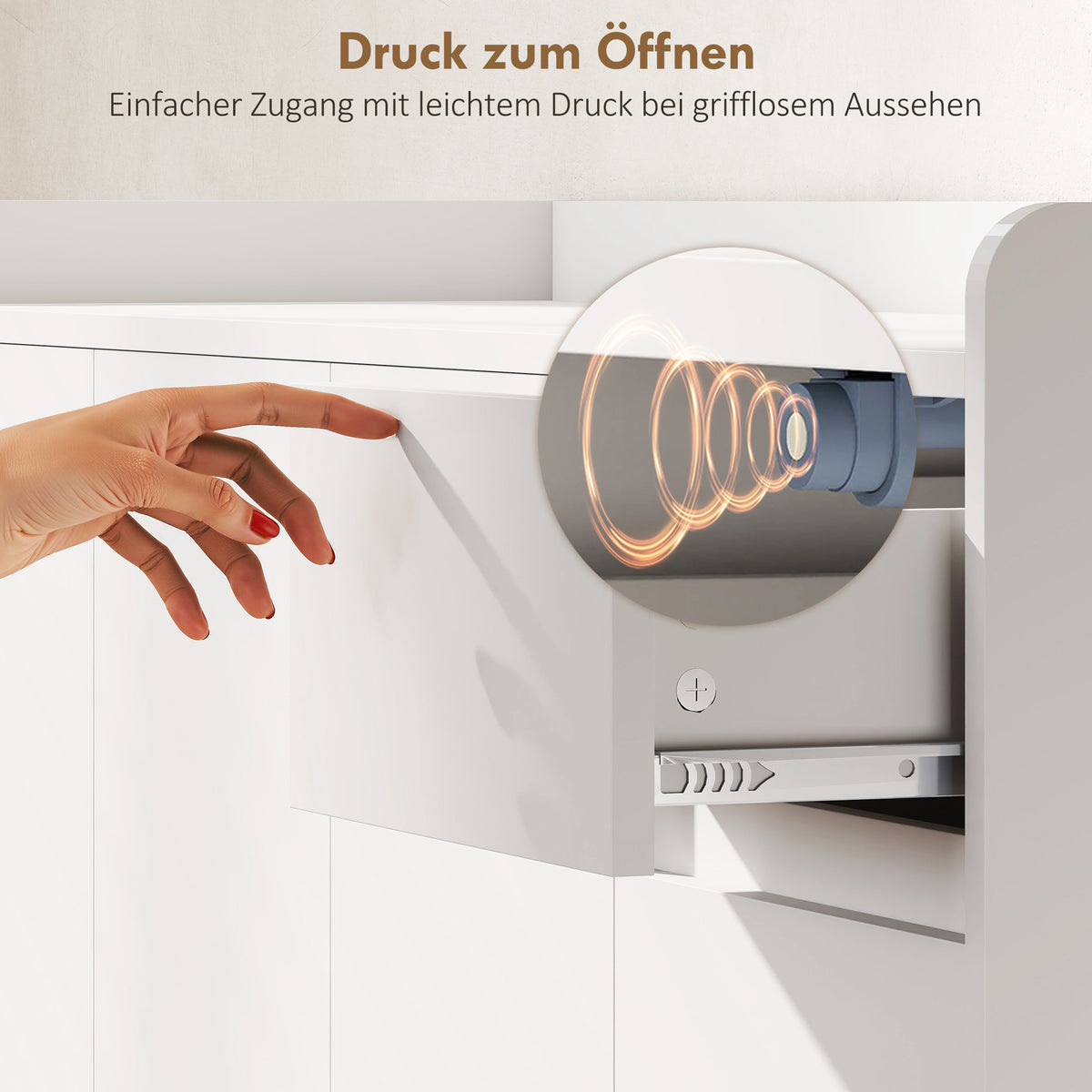 Schuhschrank mit 4 Türen, Schublade und offenen Fächern