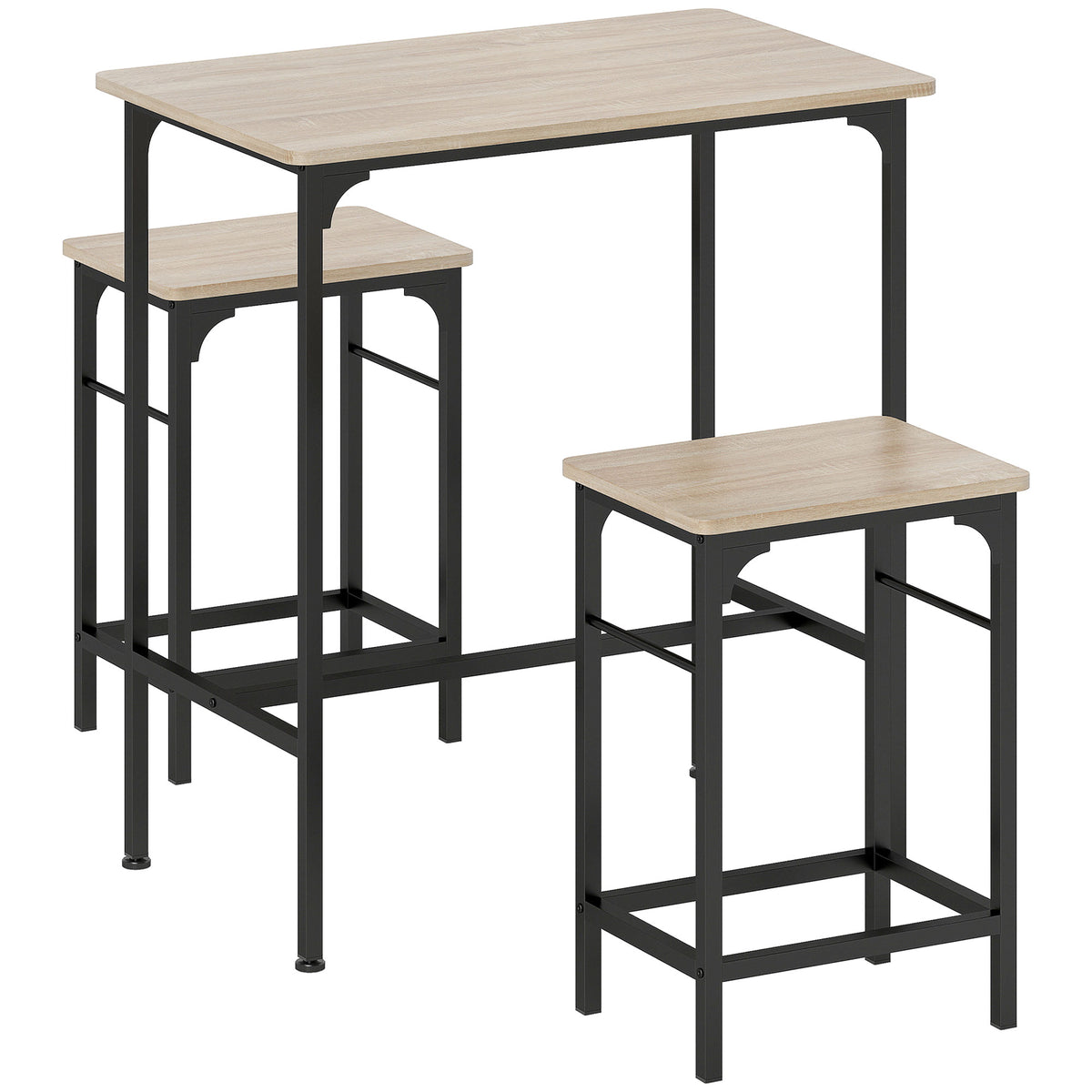 Bartisch-Set mit zwei Barhockern