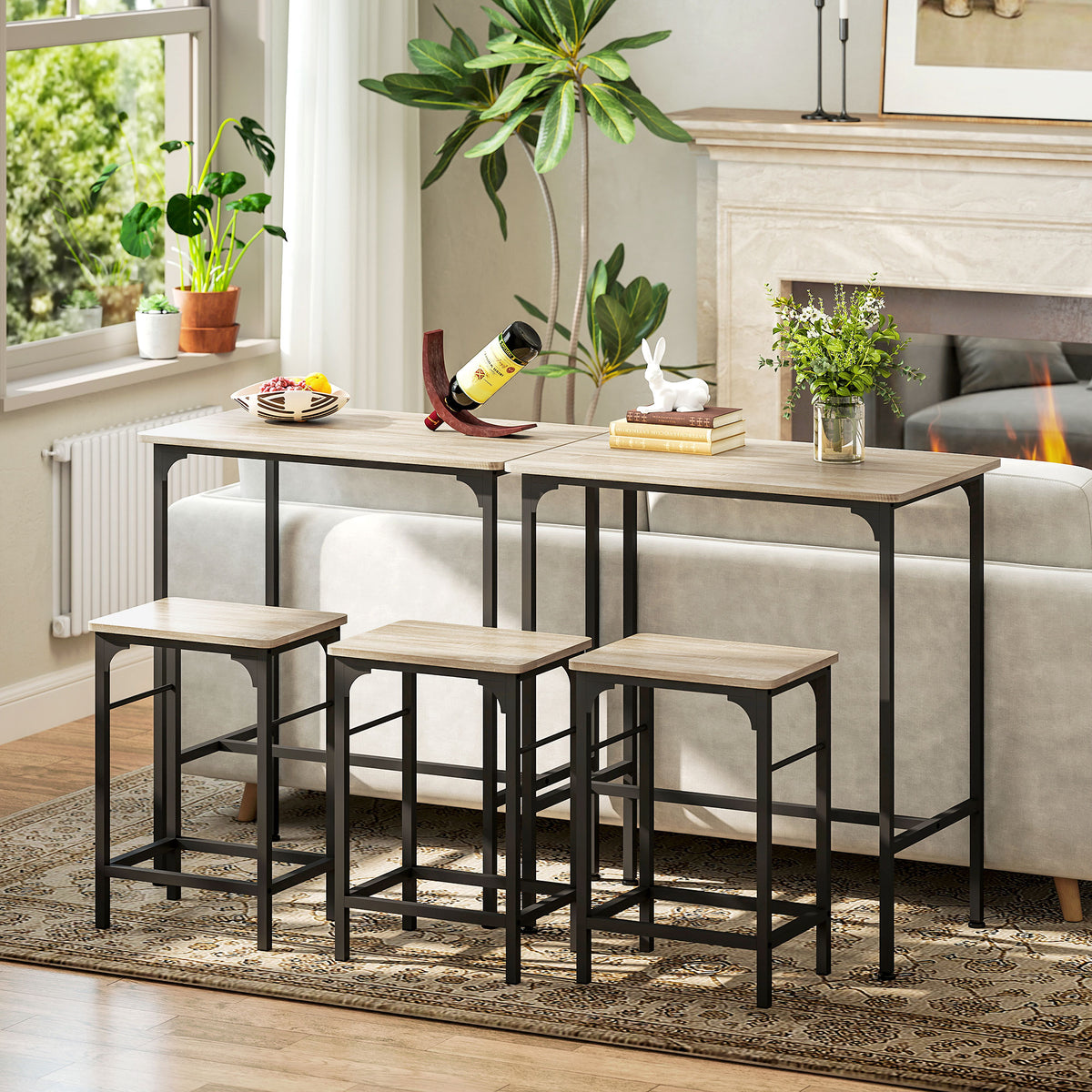 Bartisch-Set mit zwei Barhockern
