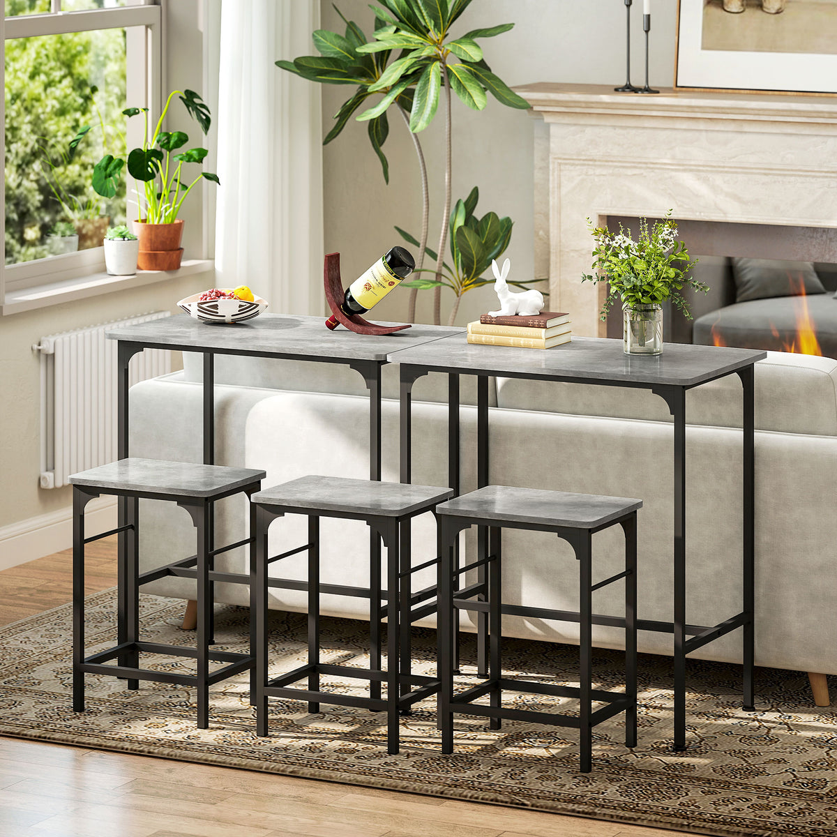 Bartisch-Set mit zwei Barhockern