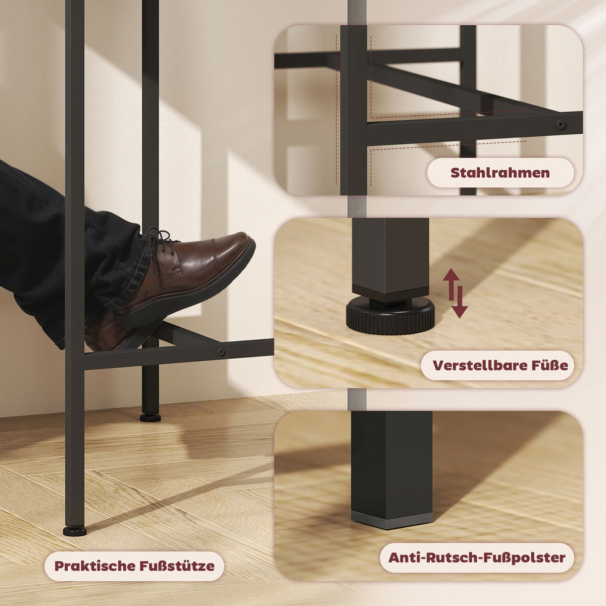 Bartisch-Set mit zwei Barhockern