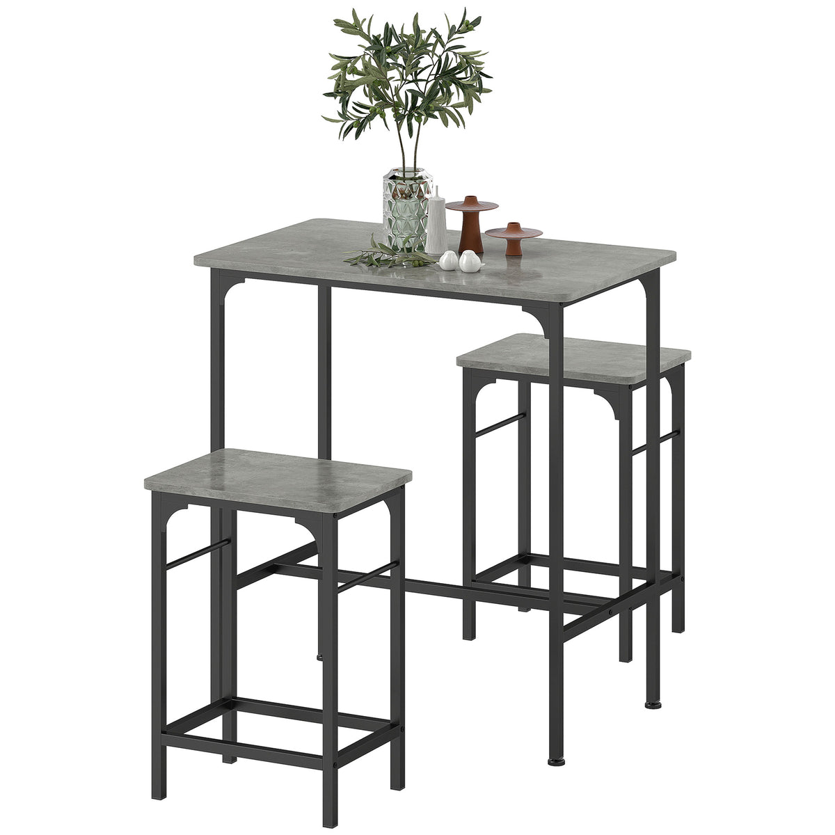 Bartisch-Set mit zwei Barhockern