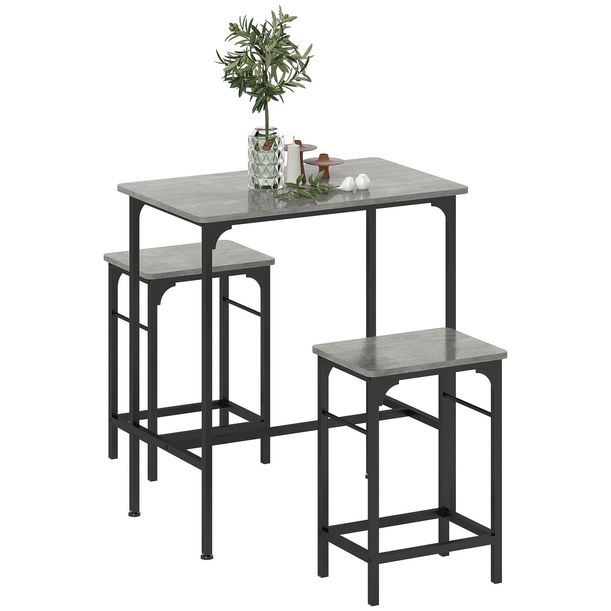 Bartisch-Set mit zwei Barhockern