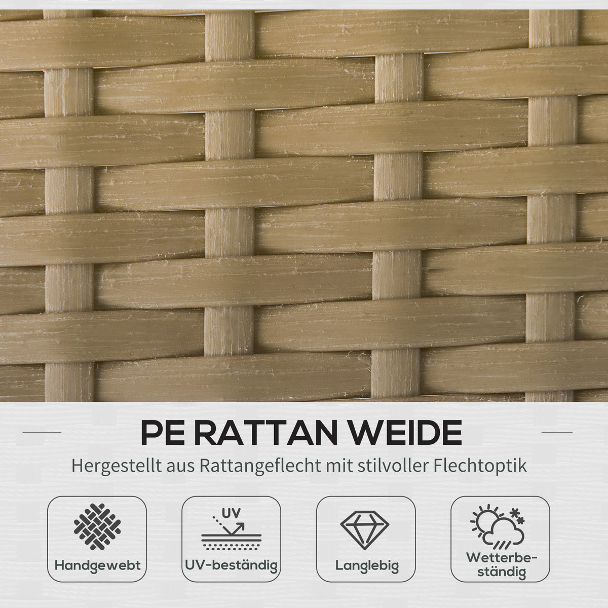 3-teiliges Rattan-Lounge-Set mit Liege und Tisch