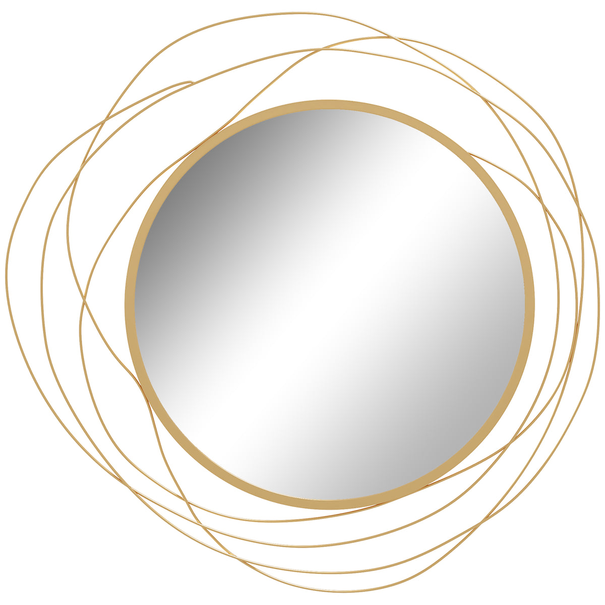 Runder Wandspiegel mit asymmetrischem Metallrahmen