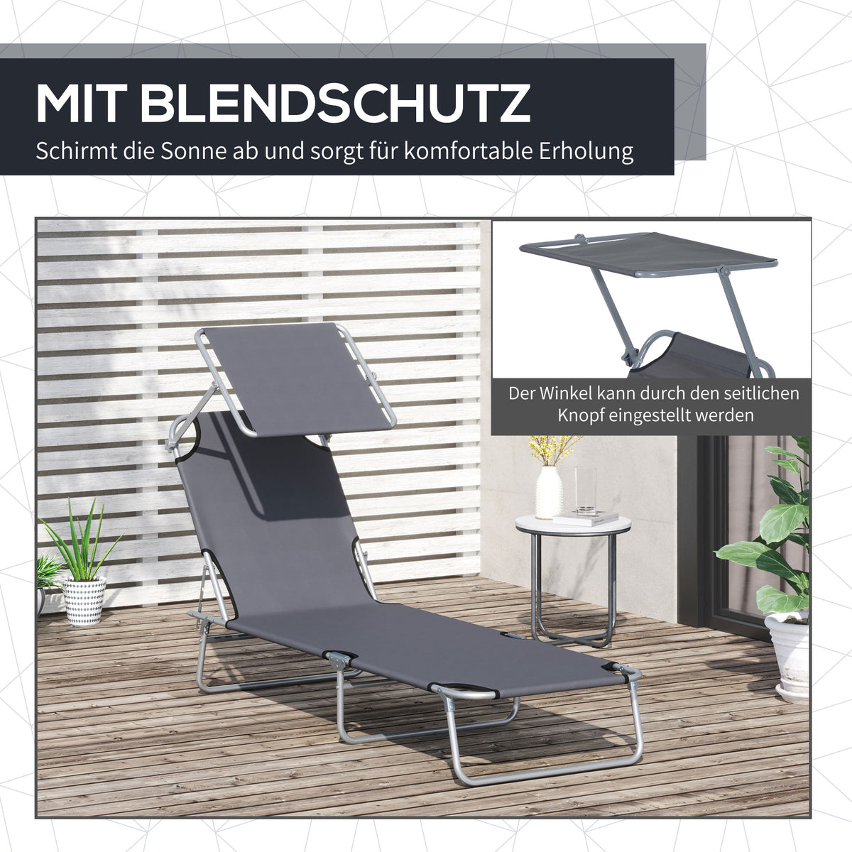 Klappbare Sonnenliege mit verstellbarer Rückenlehne