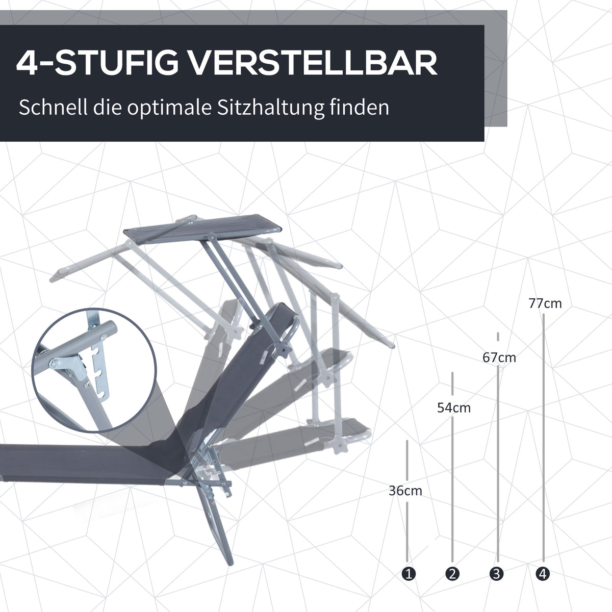 Klappbare Sonnenliege mit verstellbarer Rückenlehne