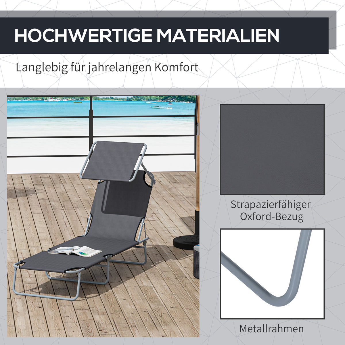 Klappbare Sonnenliege mit verstellbarer Rückenlehne