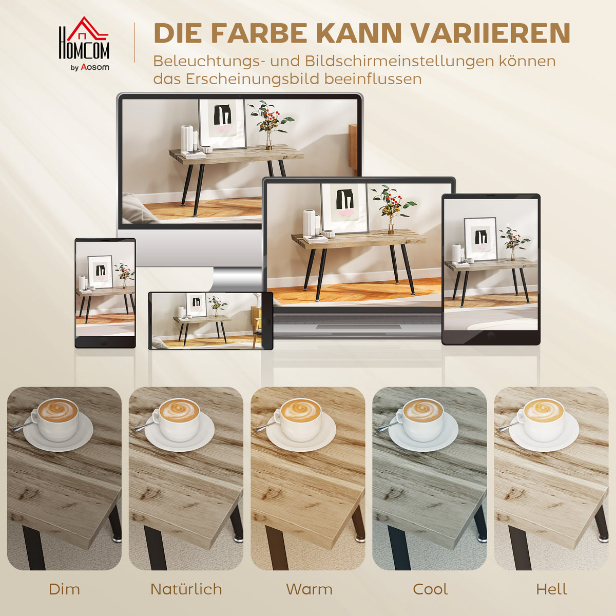 Couchtisch in Eichenoptik mit Stahlbeinen