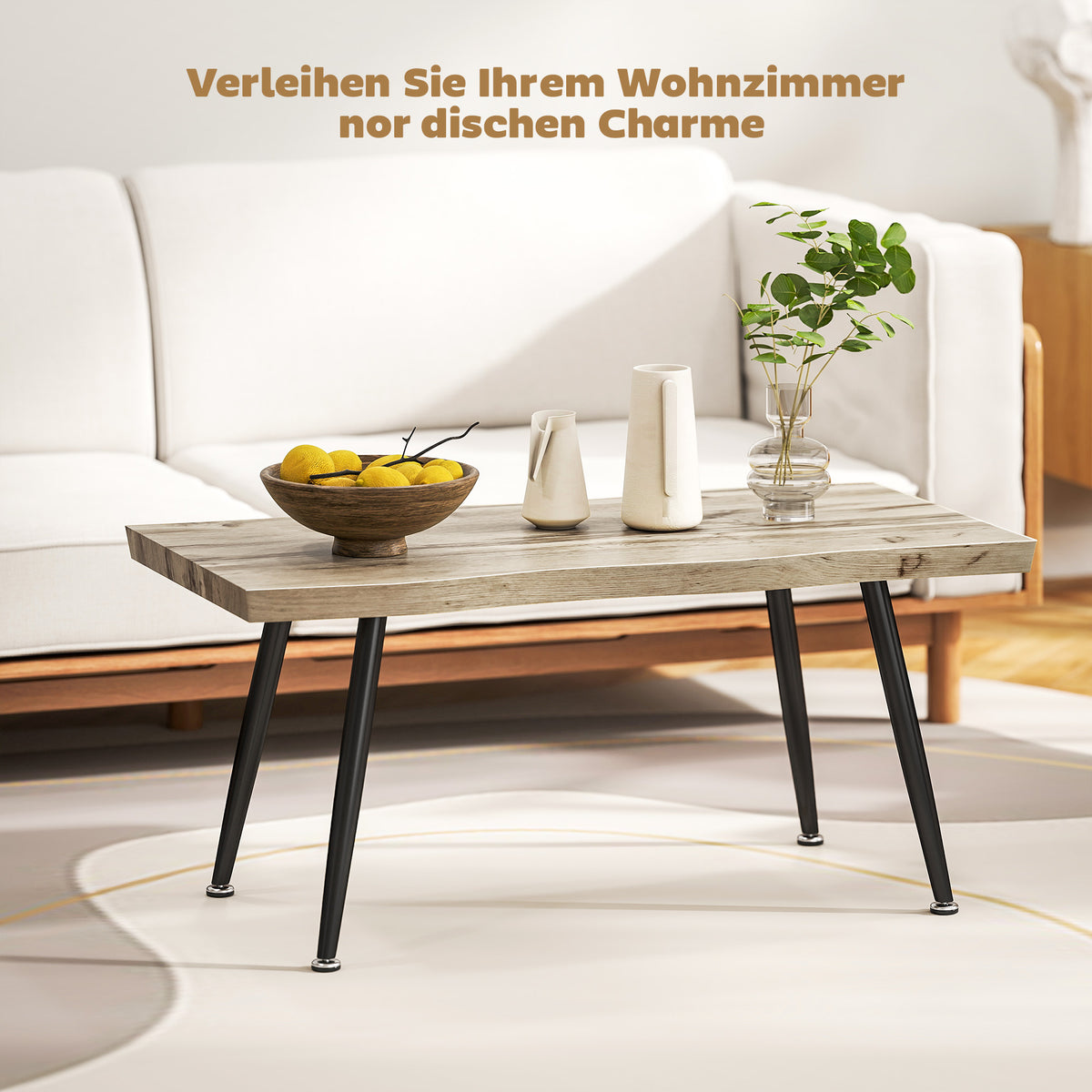 Couchtisch in Eichenoptik mit Stahlbeinen