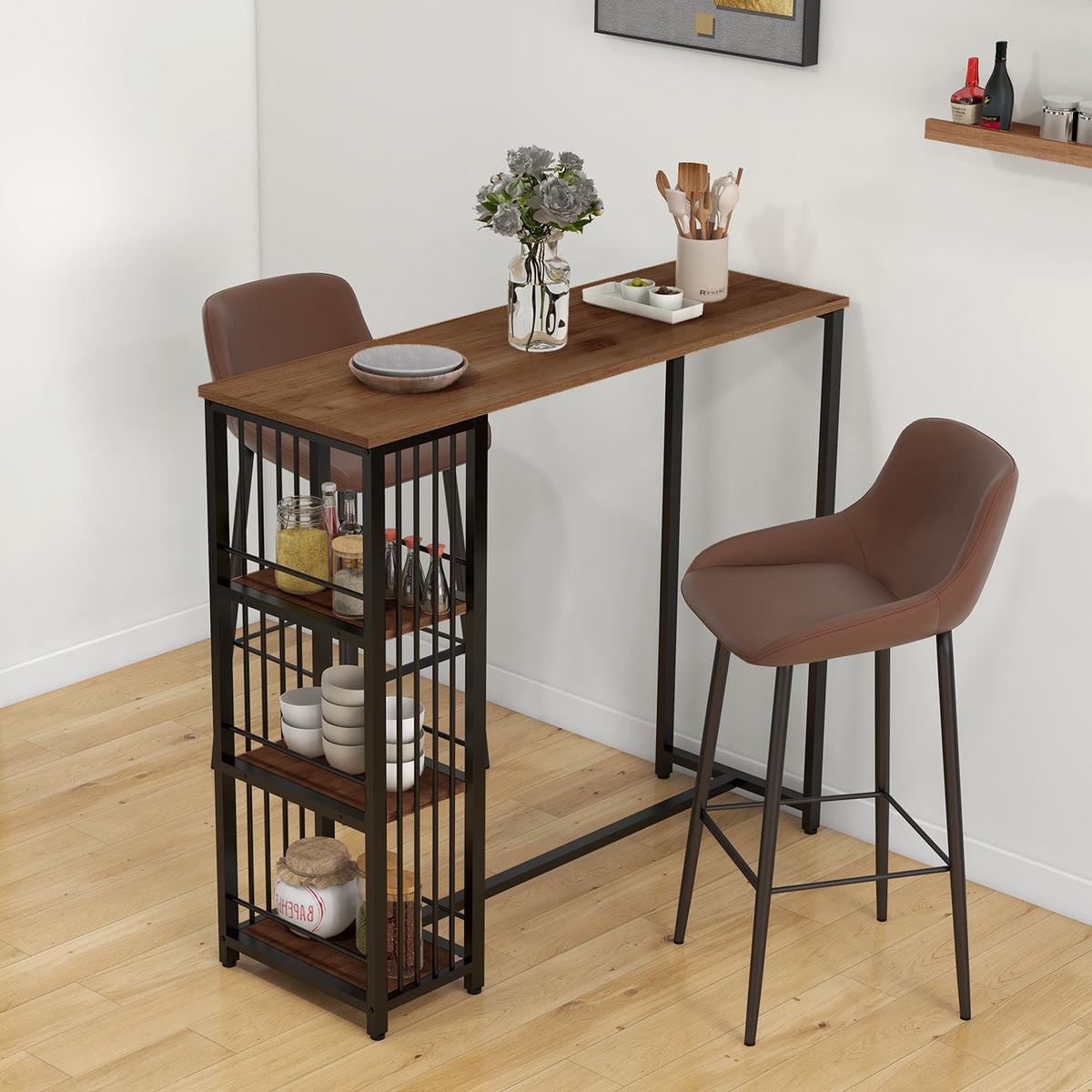 Bartisch mit drei Ablagen im Industriedesign