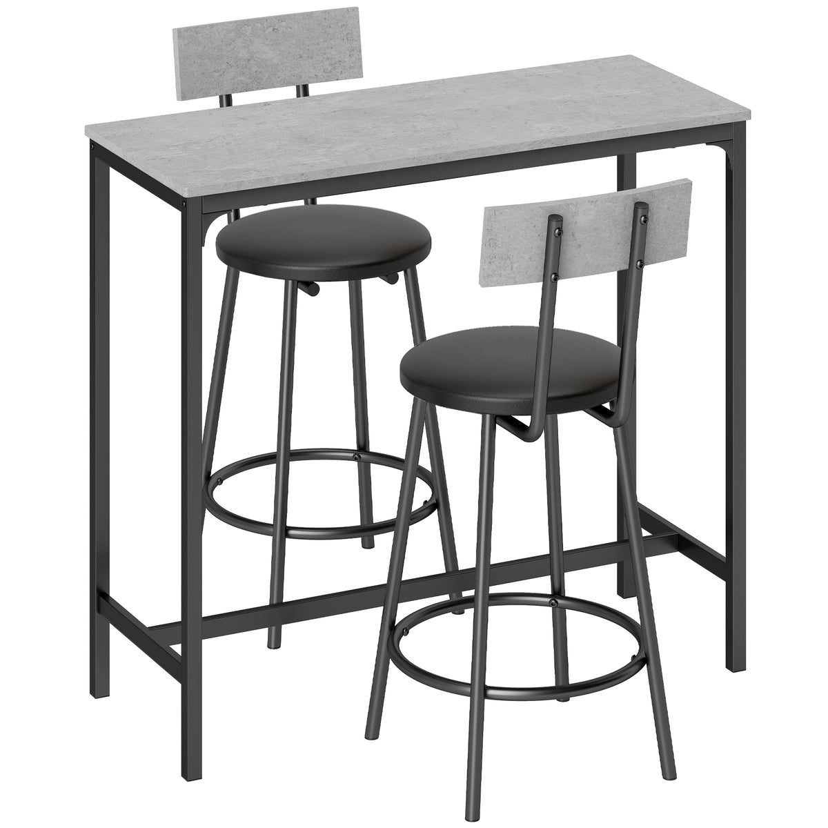 Bartisch-Set mit zwei gepolsterten Hockern