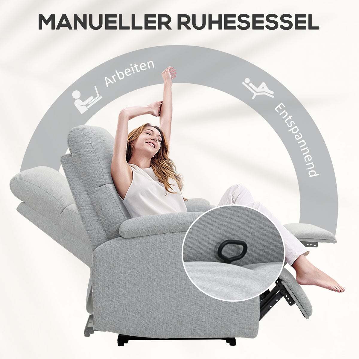 Relaxsessel mit verstellbarer Rückenlehne und Fußstütze