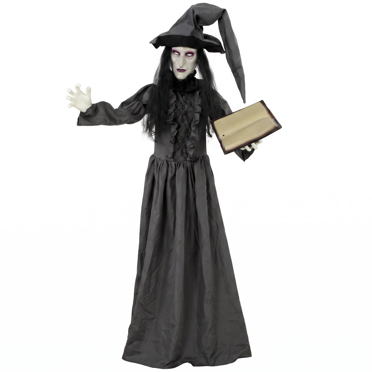 Animierte Halloween-Hexe mit Sound und LED-Augen