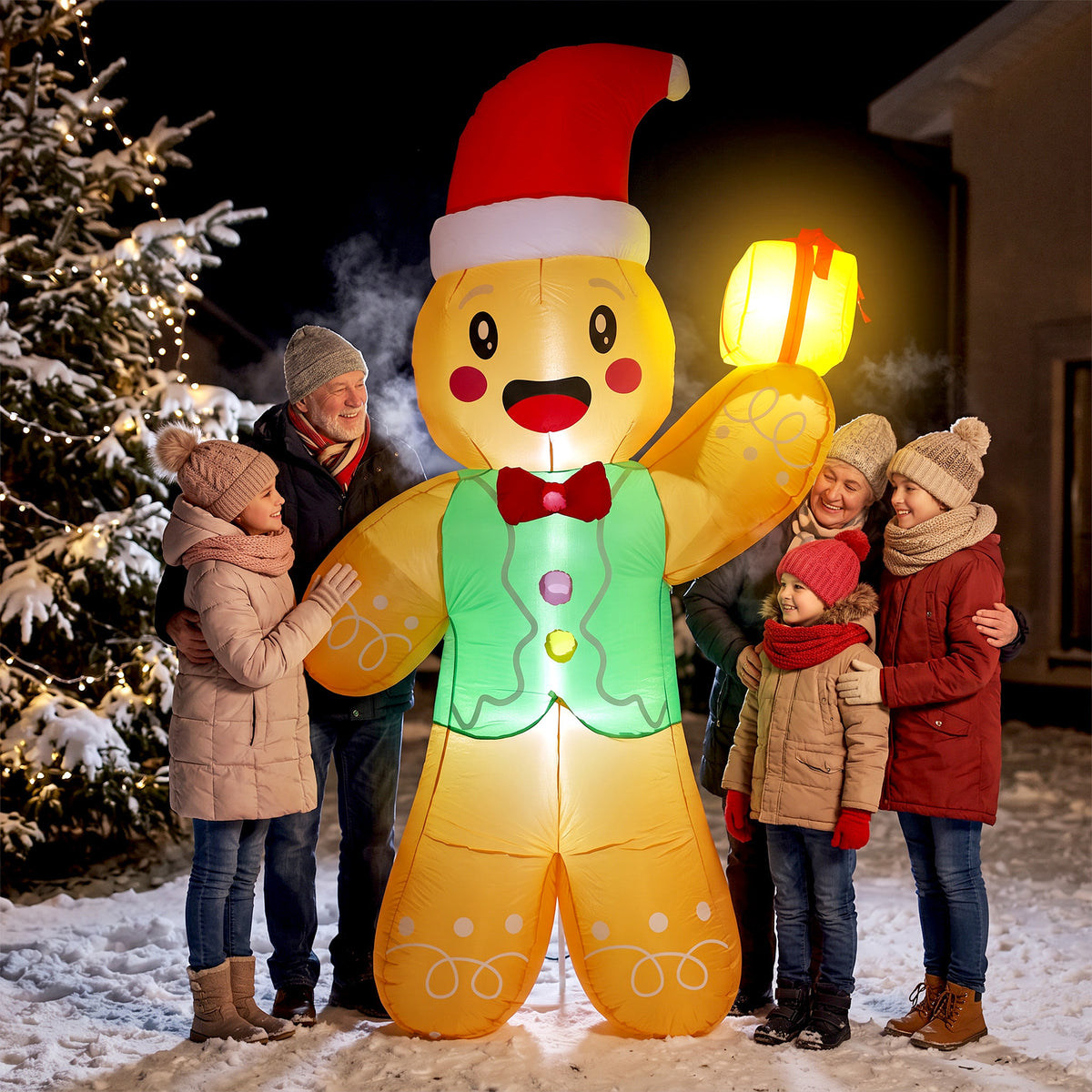 Aufblasbarer Weihnachts-Lebkuchenmann mit LEDs