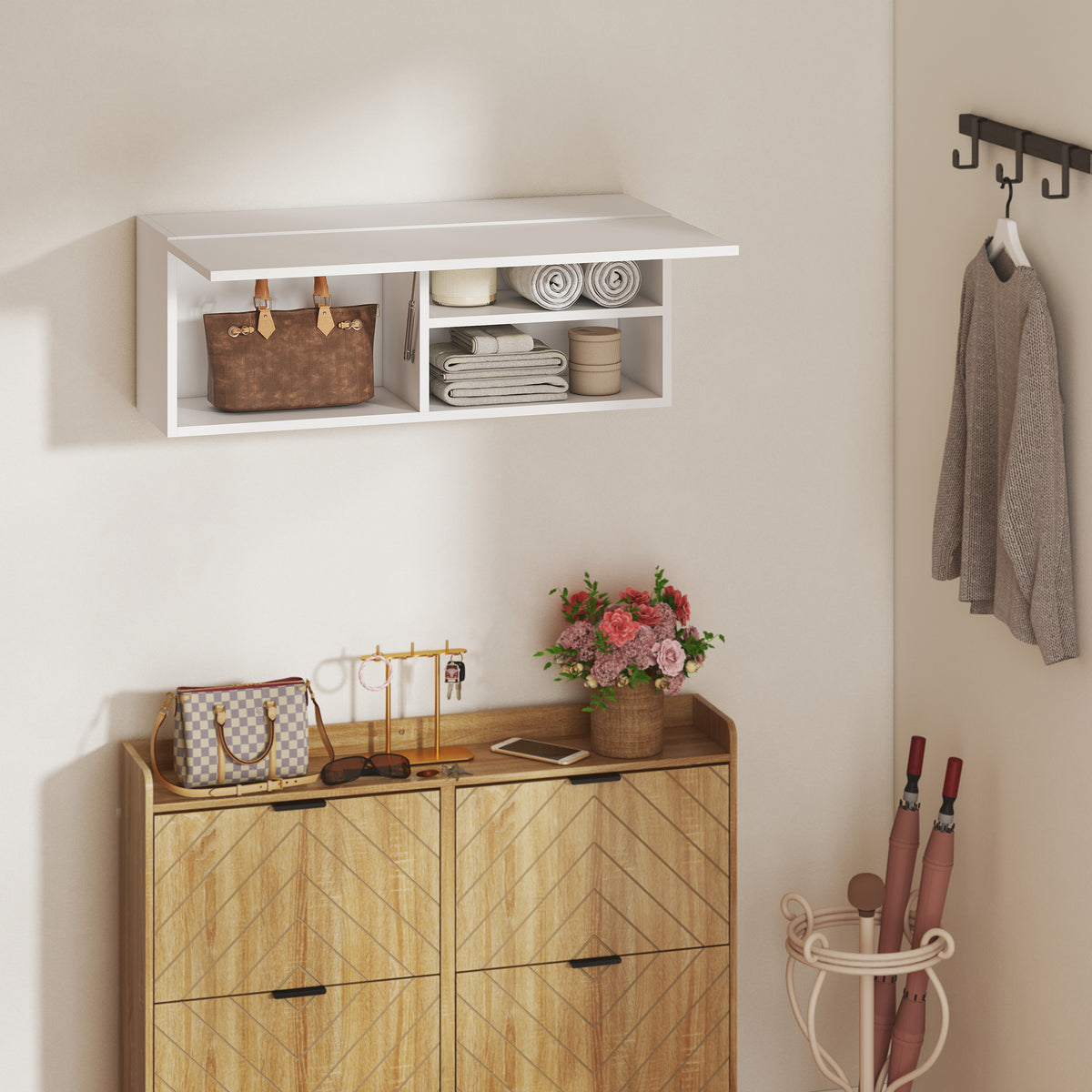 Badezimmer-Hängeschrank mit Klapptür und Gasdruckfeder