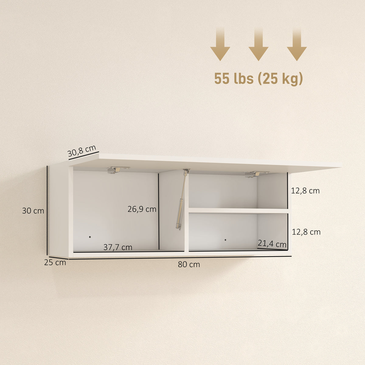 Badezimmer-Hängeschrank mit Klapptür und Gasdruckfeder