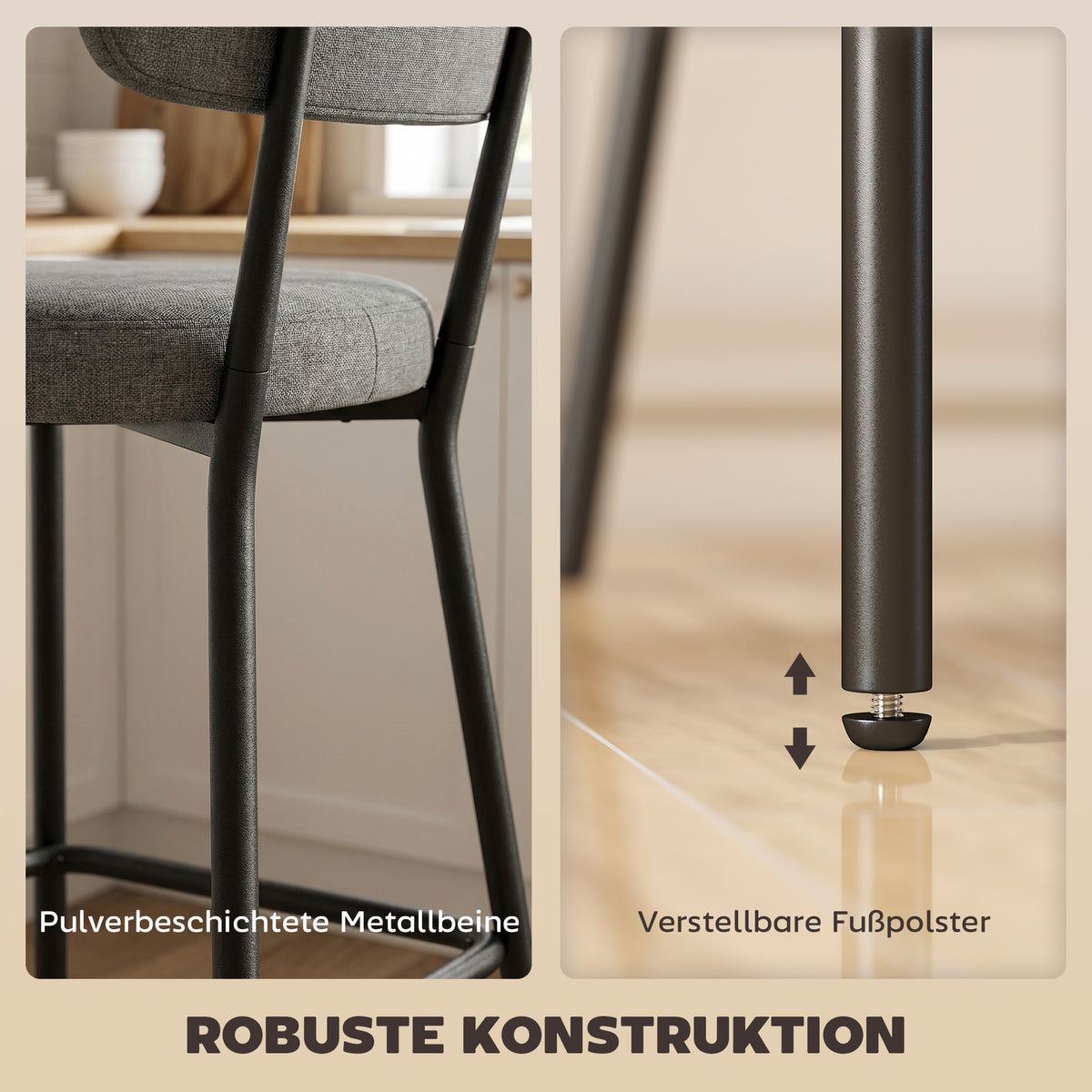 Barhocker-Set mit geschwungener Rückenlehne, 2-teilig