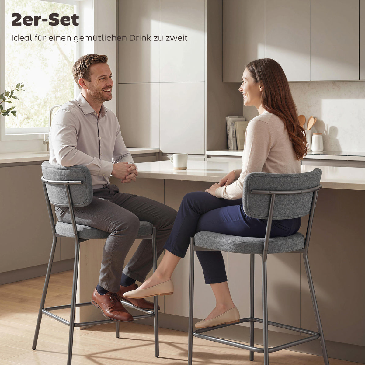 Barhocker-Set mit geschwungener Rückenlehne, 2-teilig
