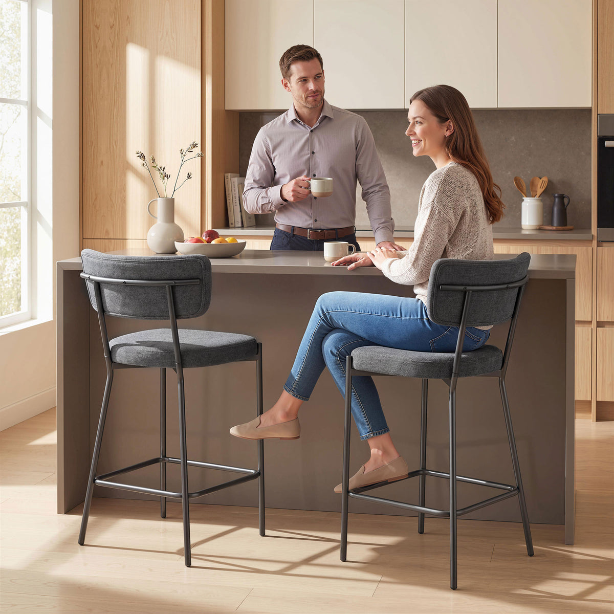Barhocker-Set mit geschwungener Rückenlehne, 2-teilig
