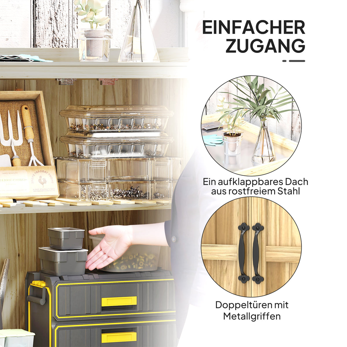 Gartenschrank mit Werkbank und Klappdach