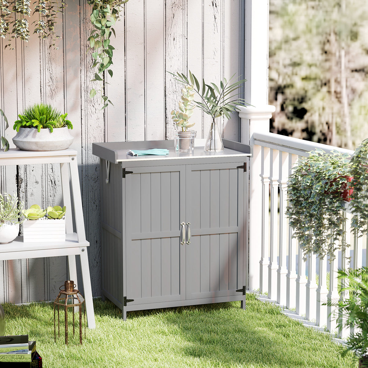 Gartenschrank mit Werkbank und Klappdach