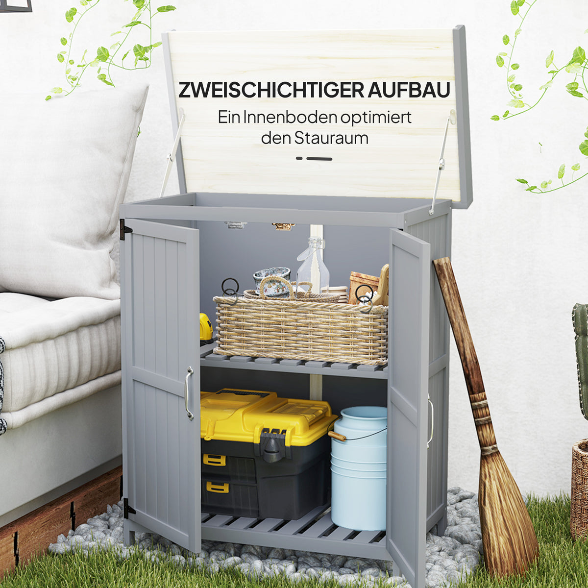 Gartenschrank mit Werkbank und Klappdach