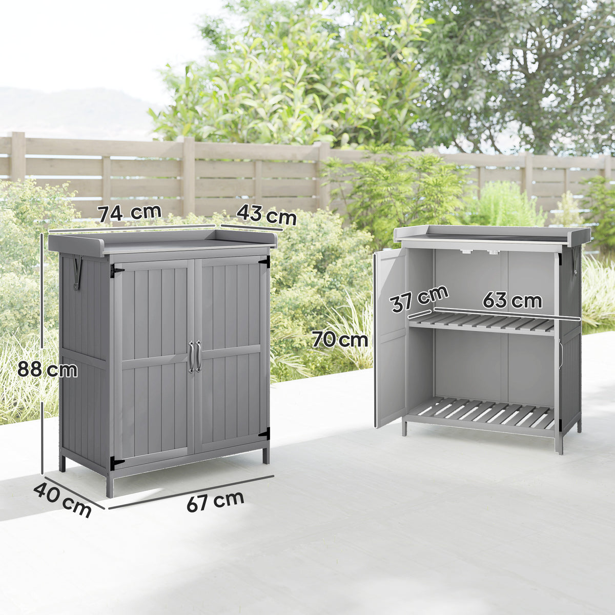 Gartenschrank mit Werkbank und Klappdach