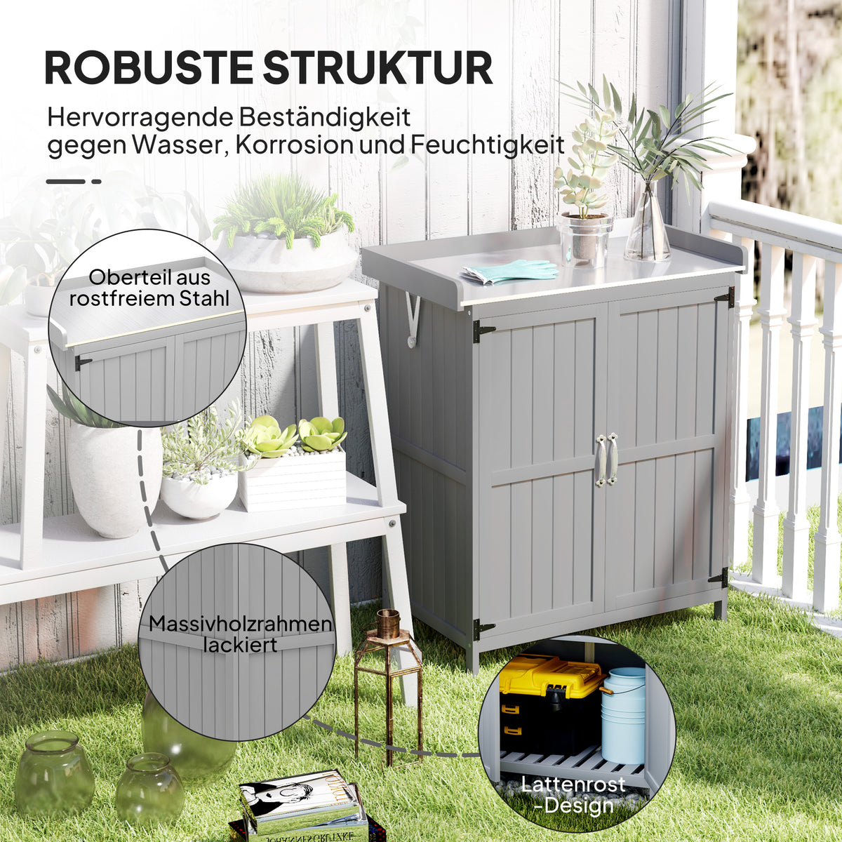 Gartenschrank mit Werkbank und Klappdach