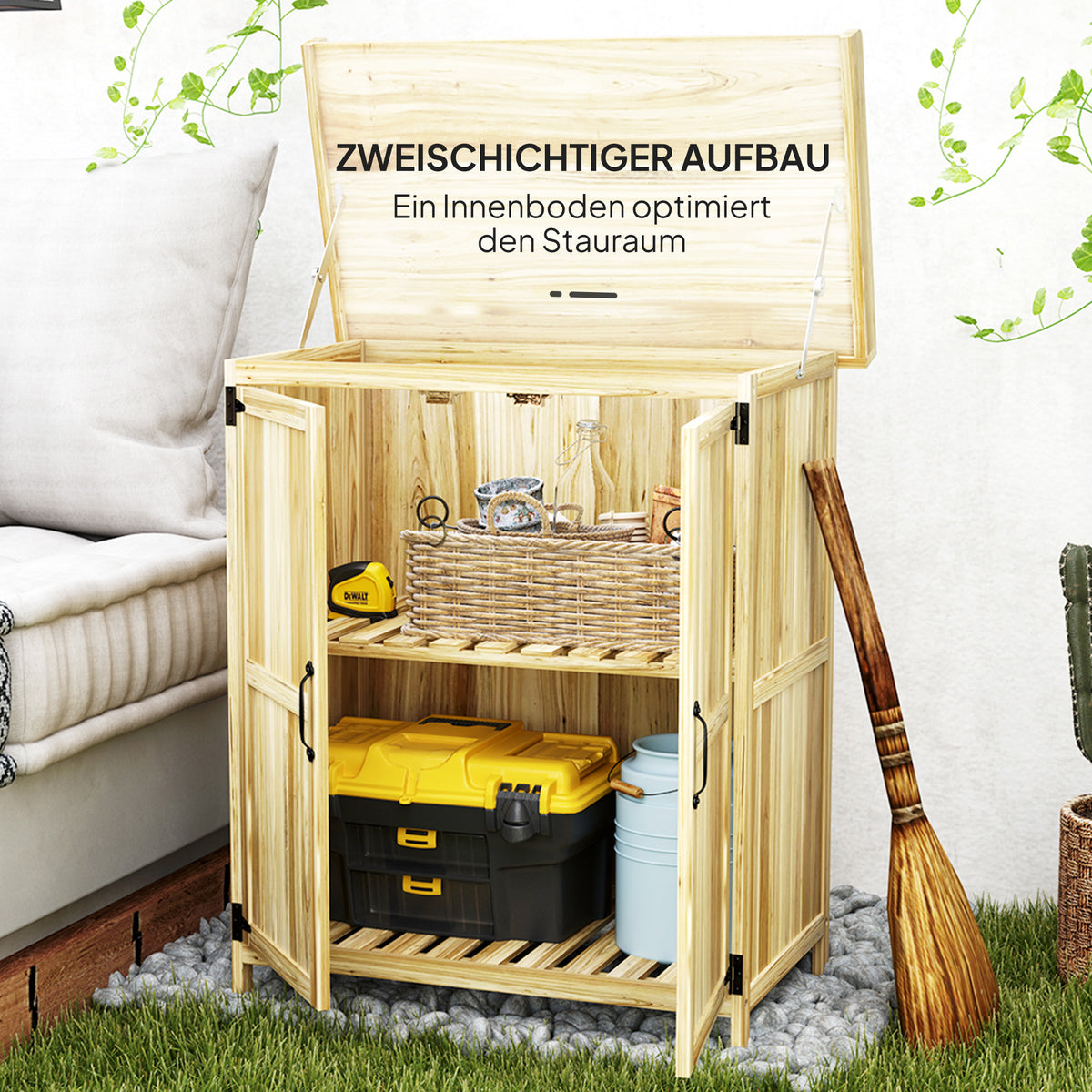 Gartenschrank mit Werkbank und Klappdach