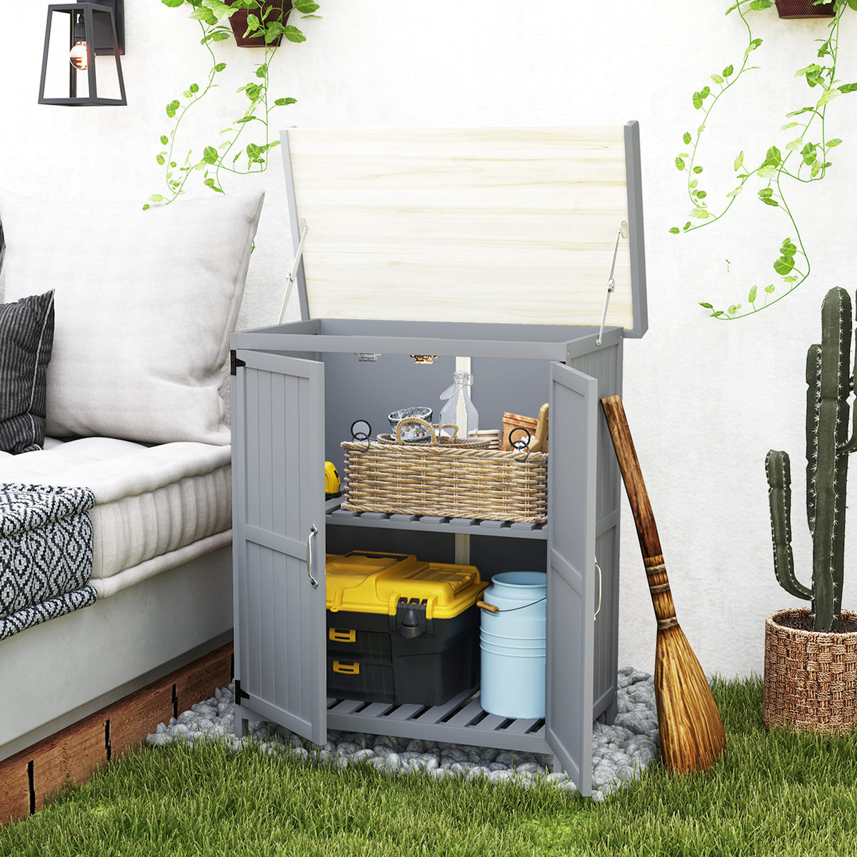 Gartenschrank mit Werkbank und Klappdach