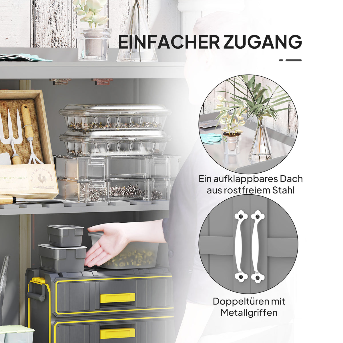 Gartenschrank mit Werkbank und Klappdach