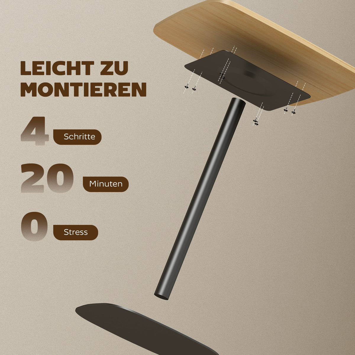 Quadratischer Esstisch 60 cm mit Stahlfuß