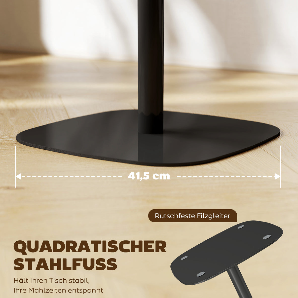 Quadratischer Esstisch 60 cm mit Stahlfuß