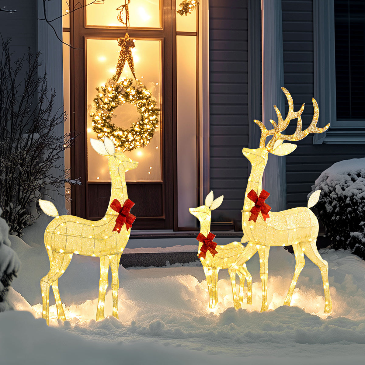 Weihnachtsbeleuchtung Rentierfamilie mit 283 LEDs